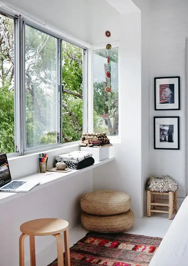 Window desk natural light comes