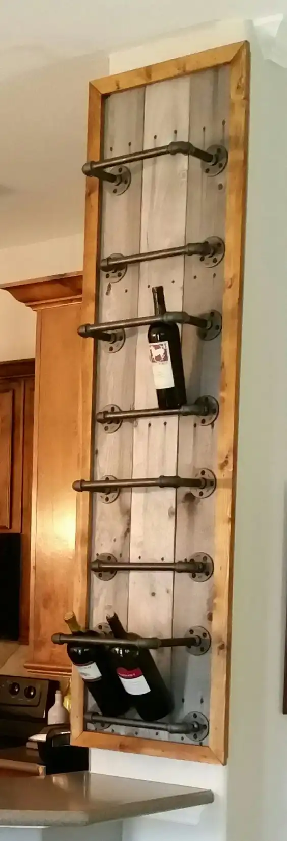 Wine rack storage with pipes