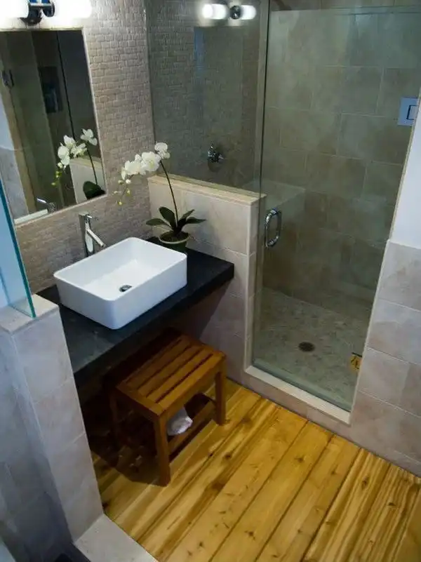 Wood bathroom asian inpired