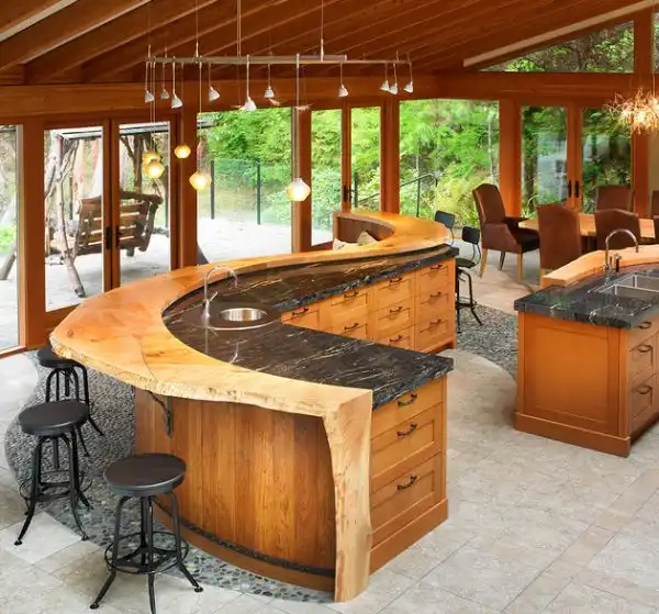 Wood edge island