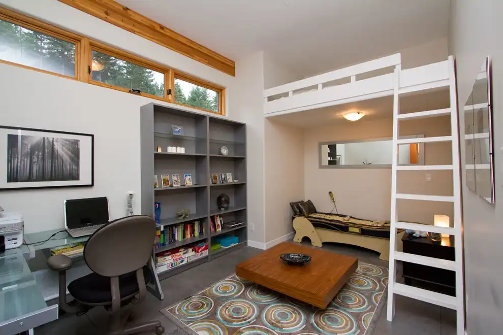 Work station and storage spaces loft bed