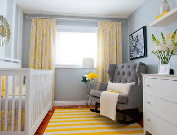 Yellow mixed with grey nursery room