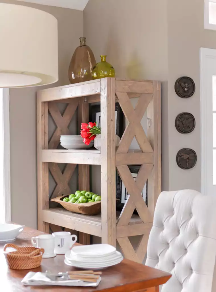 A Rustic X-Shaped Bookshelf