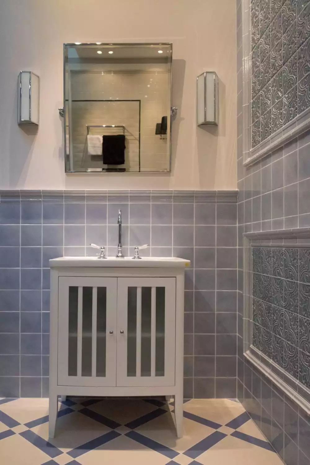 Add white grout for dark tiles