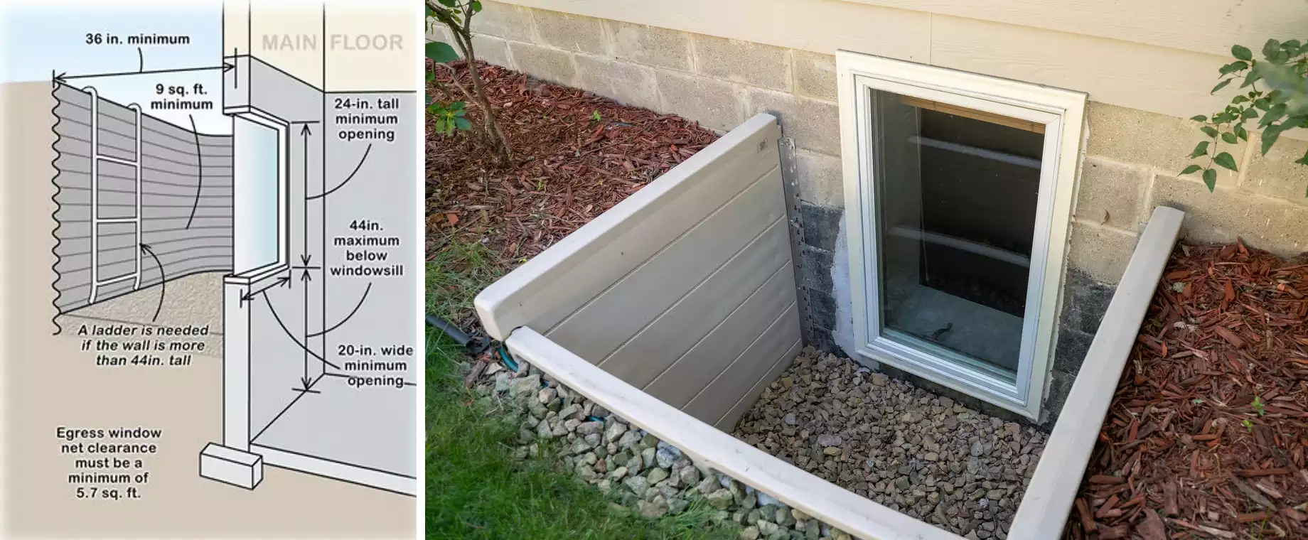 Basement egress window diagram