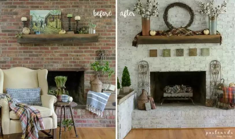 Before and after fireplace makeover
