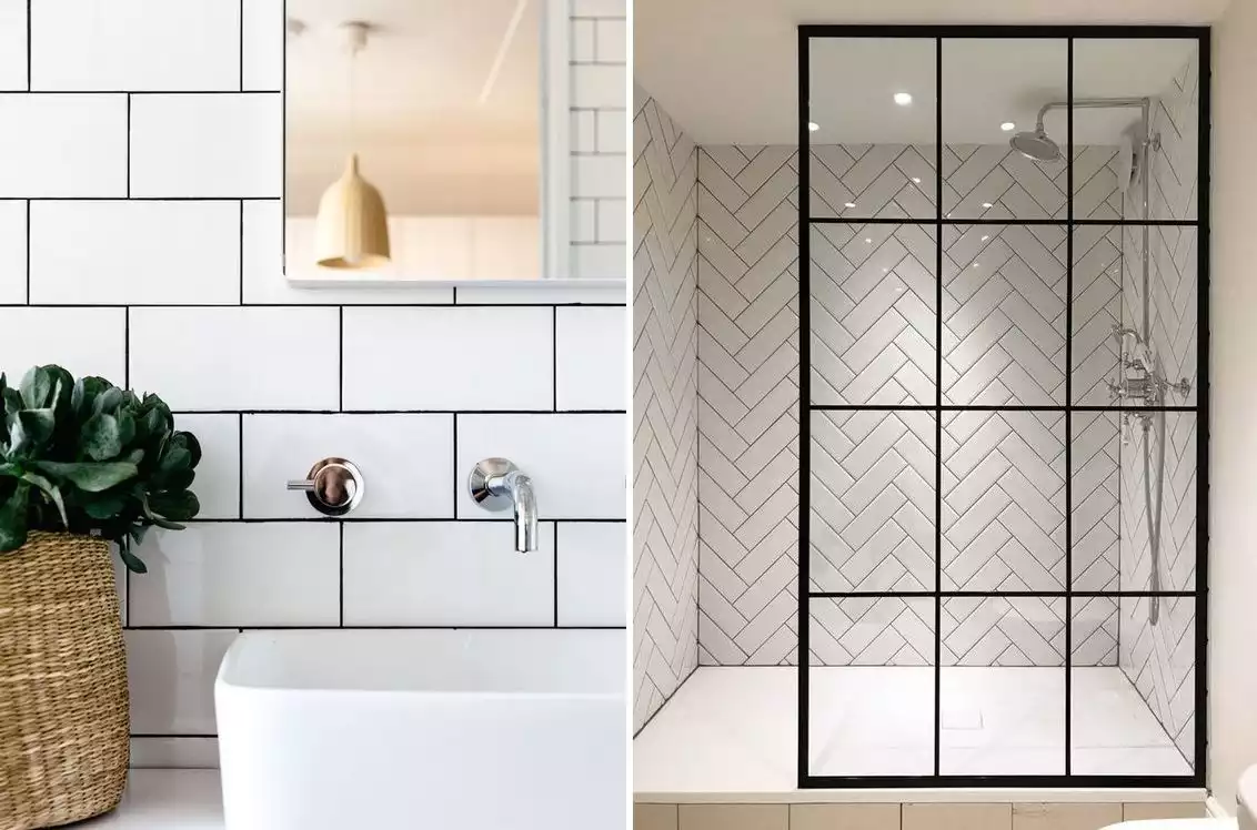 Black grout for bathroom subway tiles