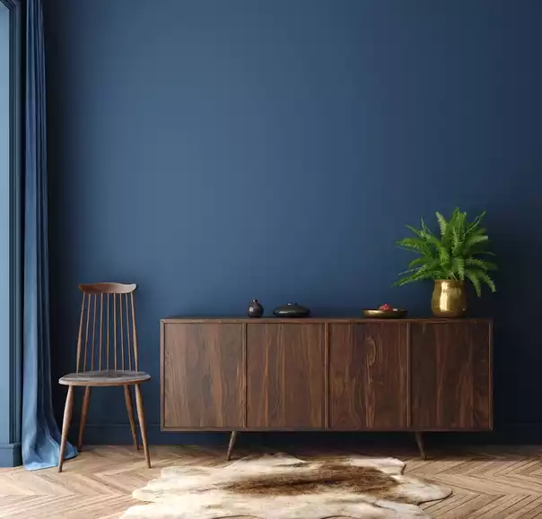 Blue feature wall