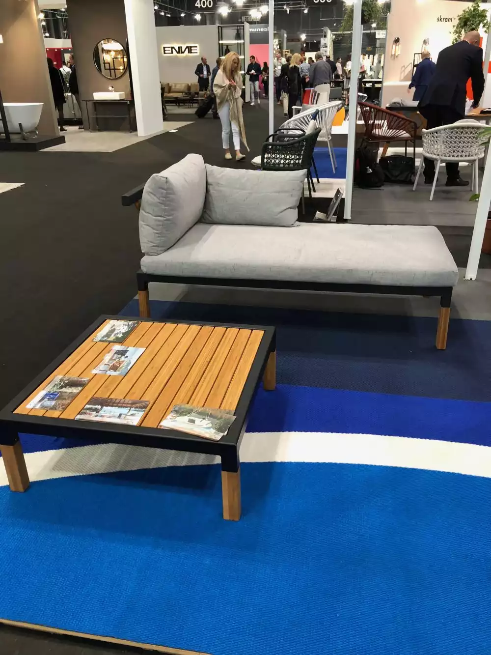 Blue striped carpet