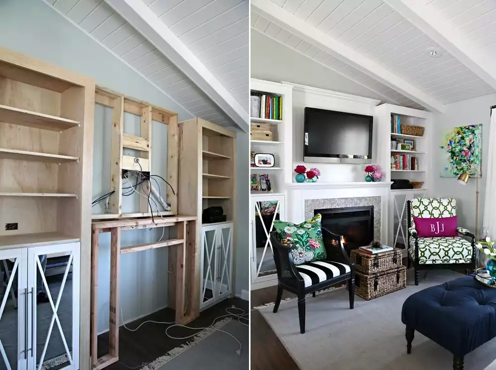 Building a living room fireplace