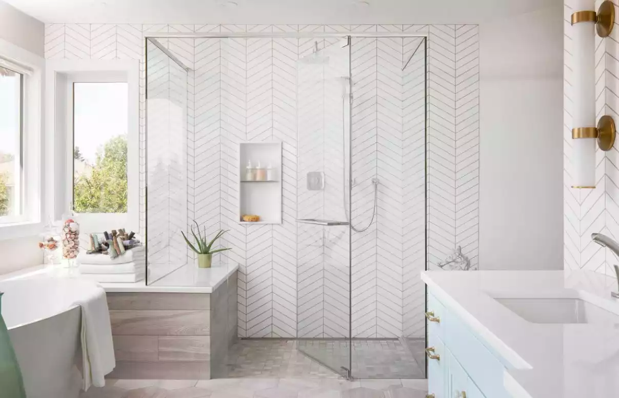 Chevron tiles for bathroom