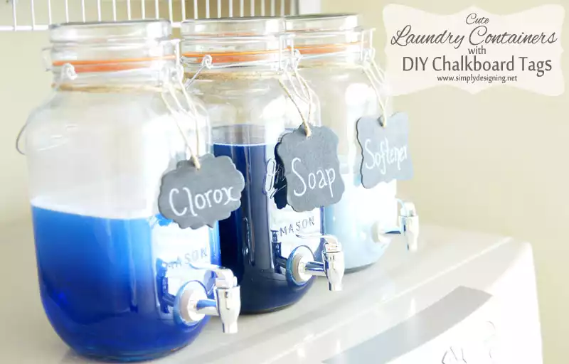 Creative laundry container with diy chalkboard tags