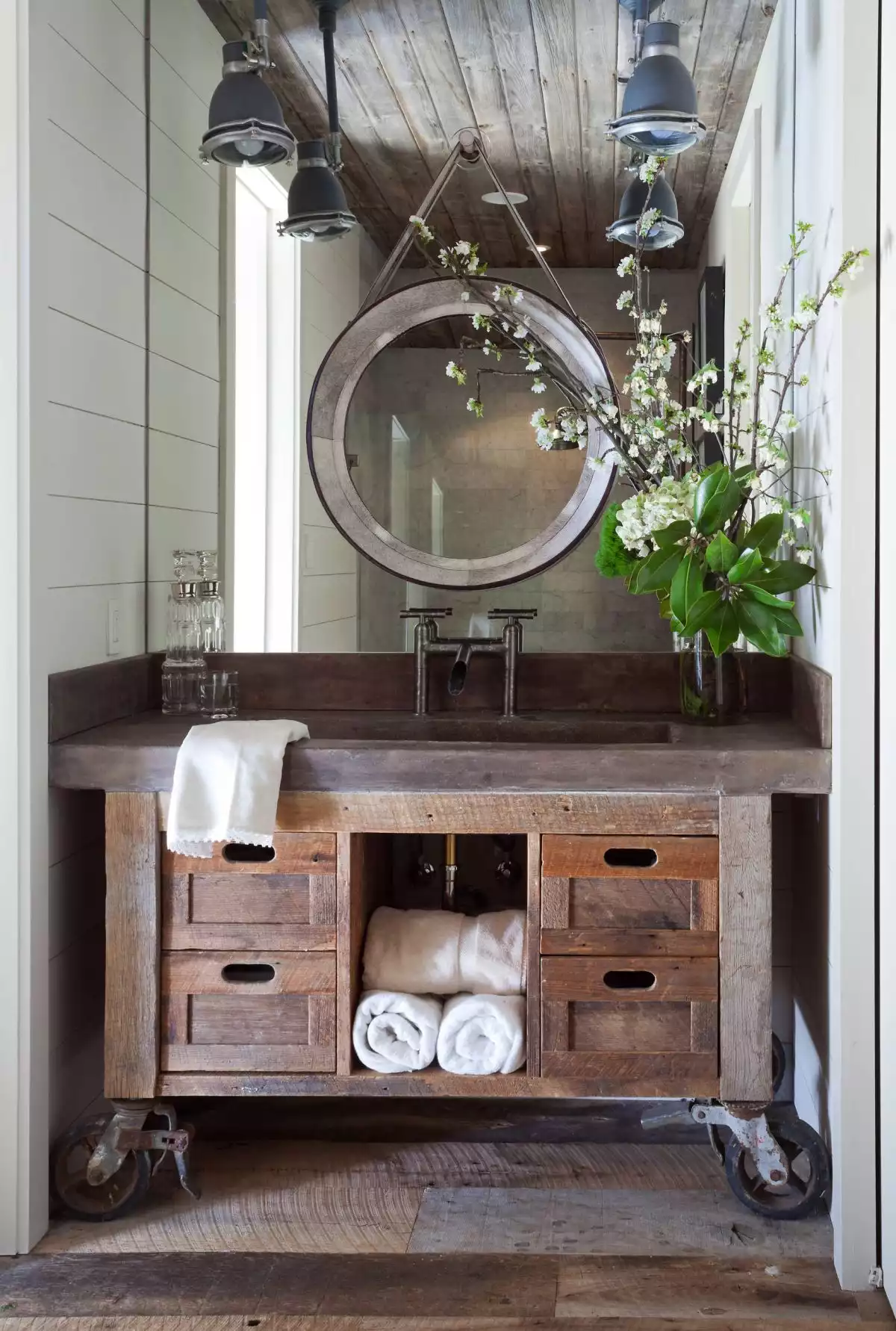 Custom Vanity with Integrated Sink Made from Copper