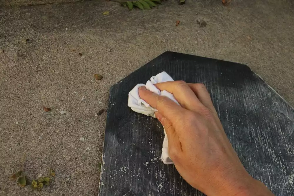 DIY Chalkboard Tombstone - clean cloth