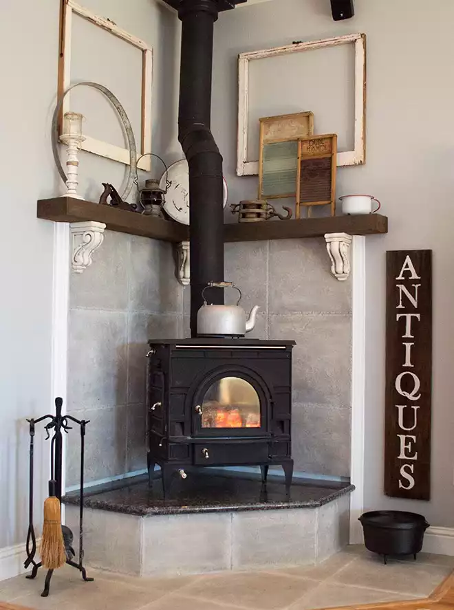 shelf above a stove