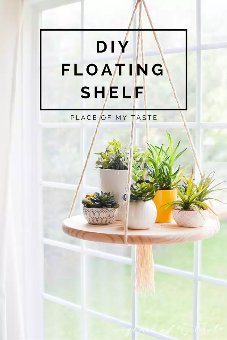 DIY floating wood shelf for plants