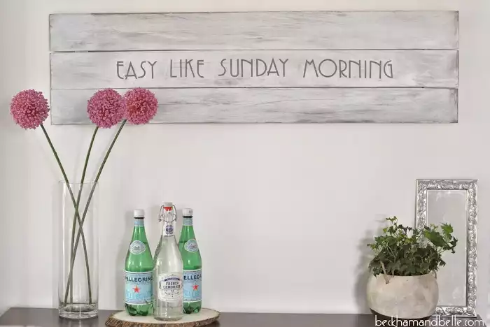 DIY super easy lightweight whitewashed sign