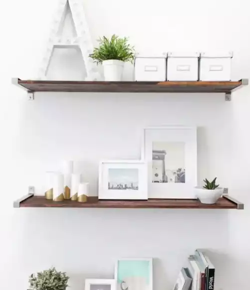 Floating shelves with edge brackets