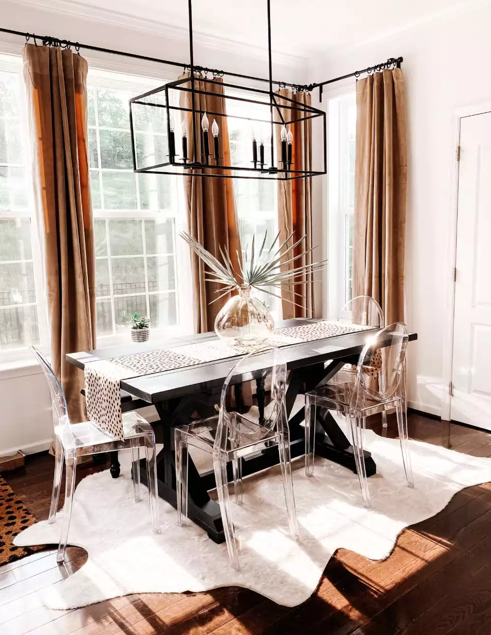 Earth toned dining room curtains