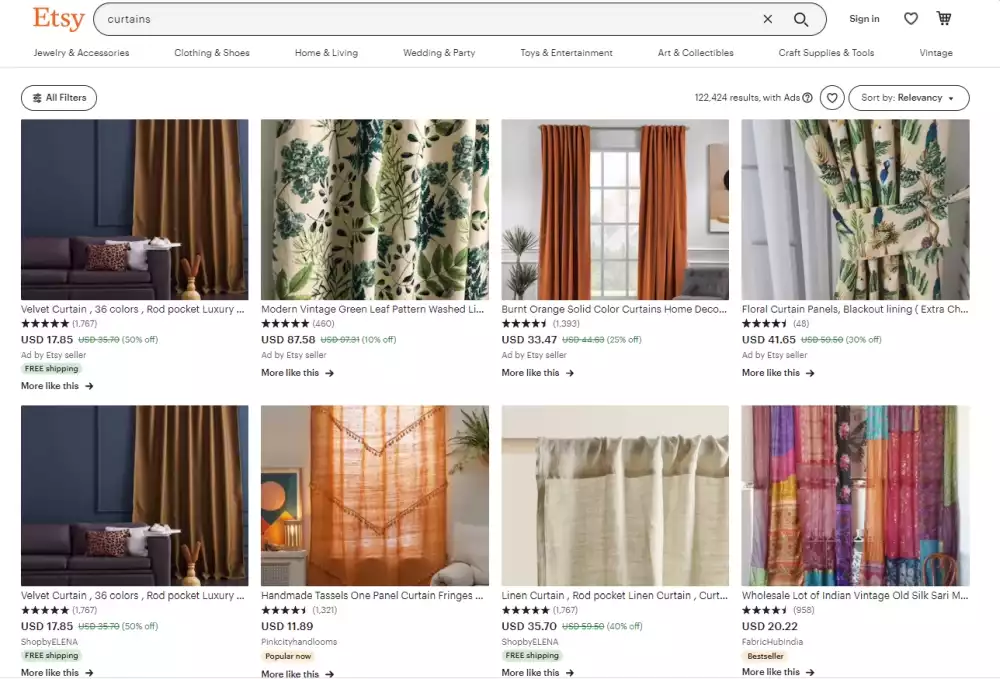 Etsy Curtains