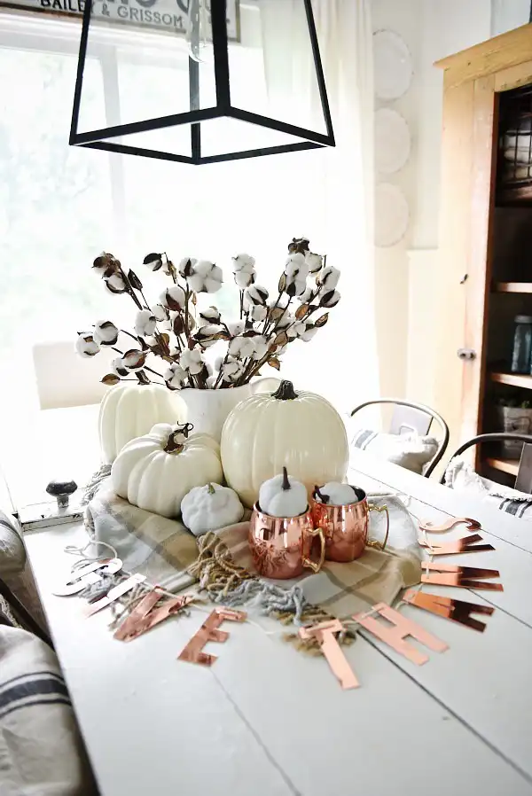 White and Copper Fall Table Display