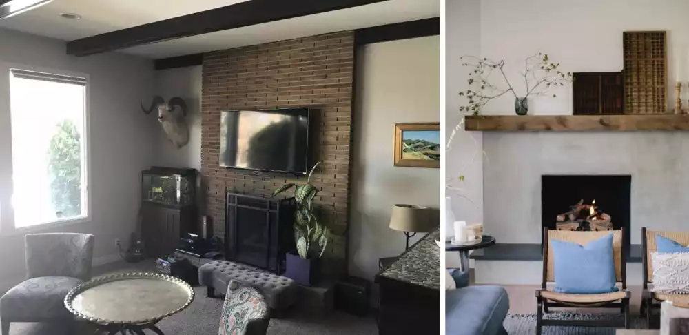 Fireplace makeover with concrete
