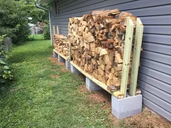 Cement cinder blocks and wood