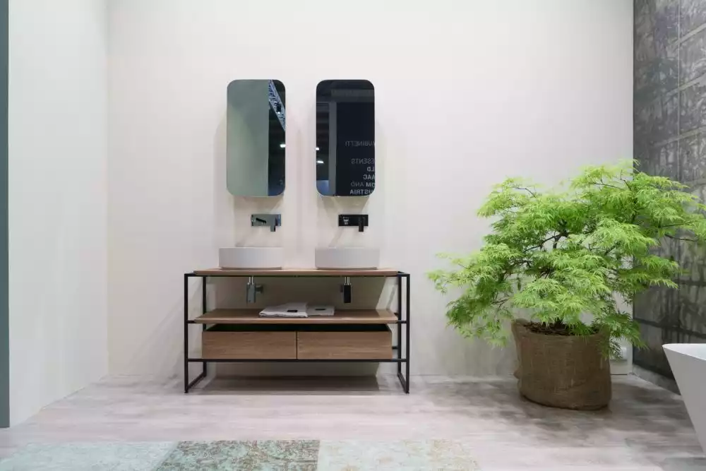Freestanding frame double vanity sink