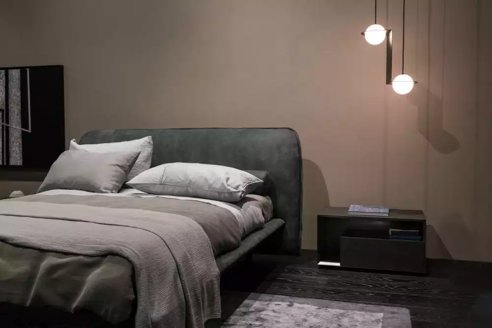 Hanging pendant lamps over bedtable