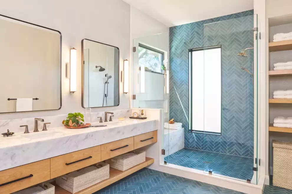 Herringbone Shower Tile
