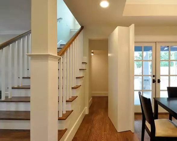 Hidden door behind a bookcase