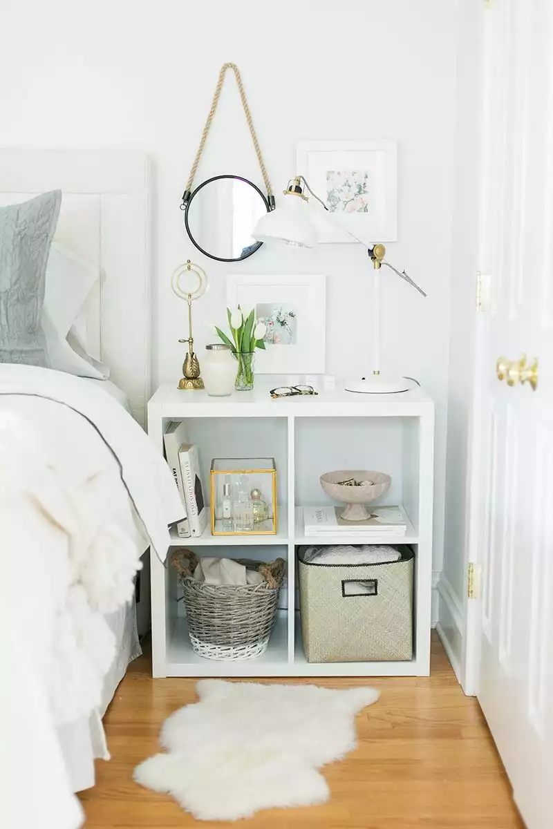 Small bookcase used as a nightstand