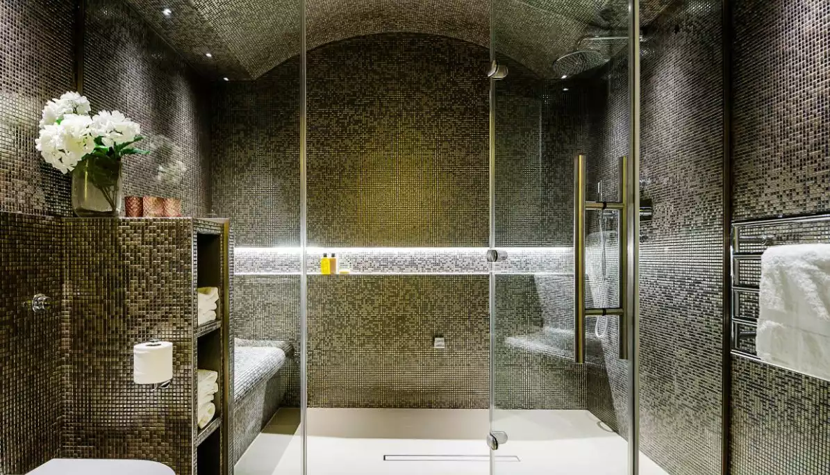 Mosaic Large Walk In Shower With Niche
