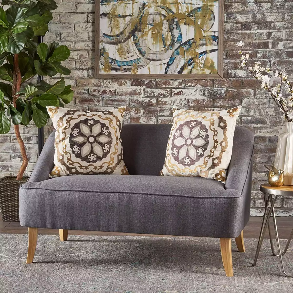 Jasper Mid Century Modern Fabric Loveseat