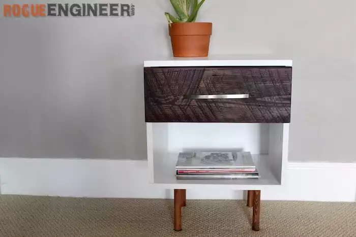Mid-century modern nightstand with contrasting colors
