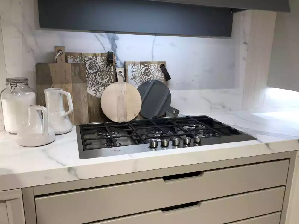 Modern kitchen with Carrara Marble countertop