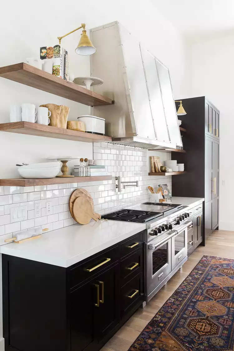 Use shelves to frame the appliances