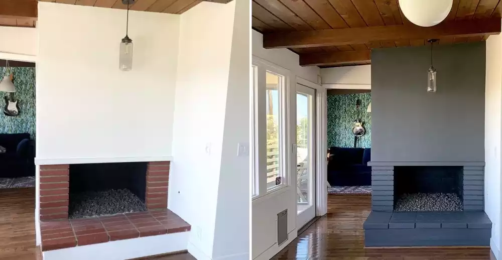 Painting the fireplace