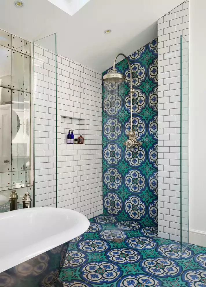 Patterned Cement or Ceramic Shower Tile