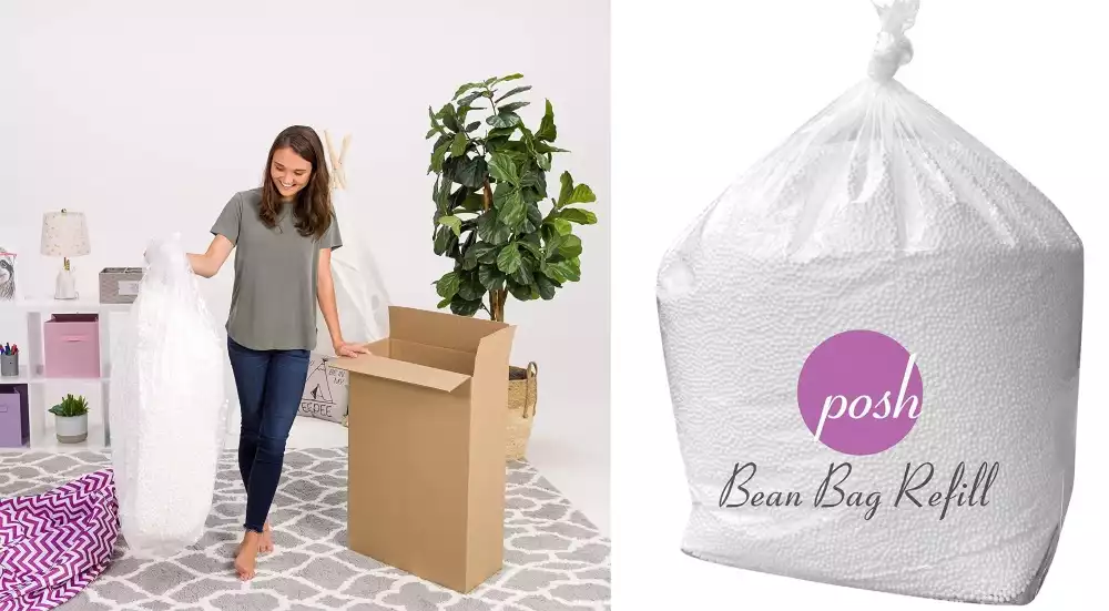 Posh Beanbags Bean Bag Refill, 100 L, Virgin New White