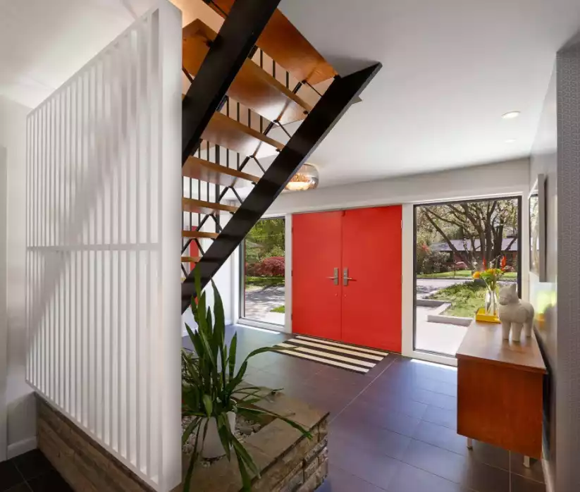 Red painted front door