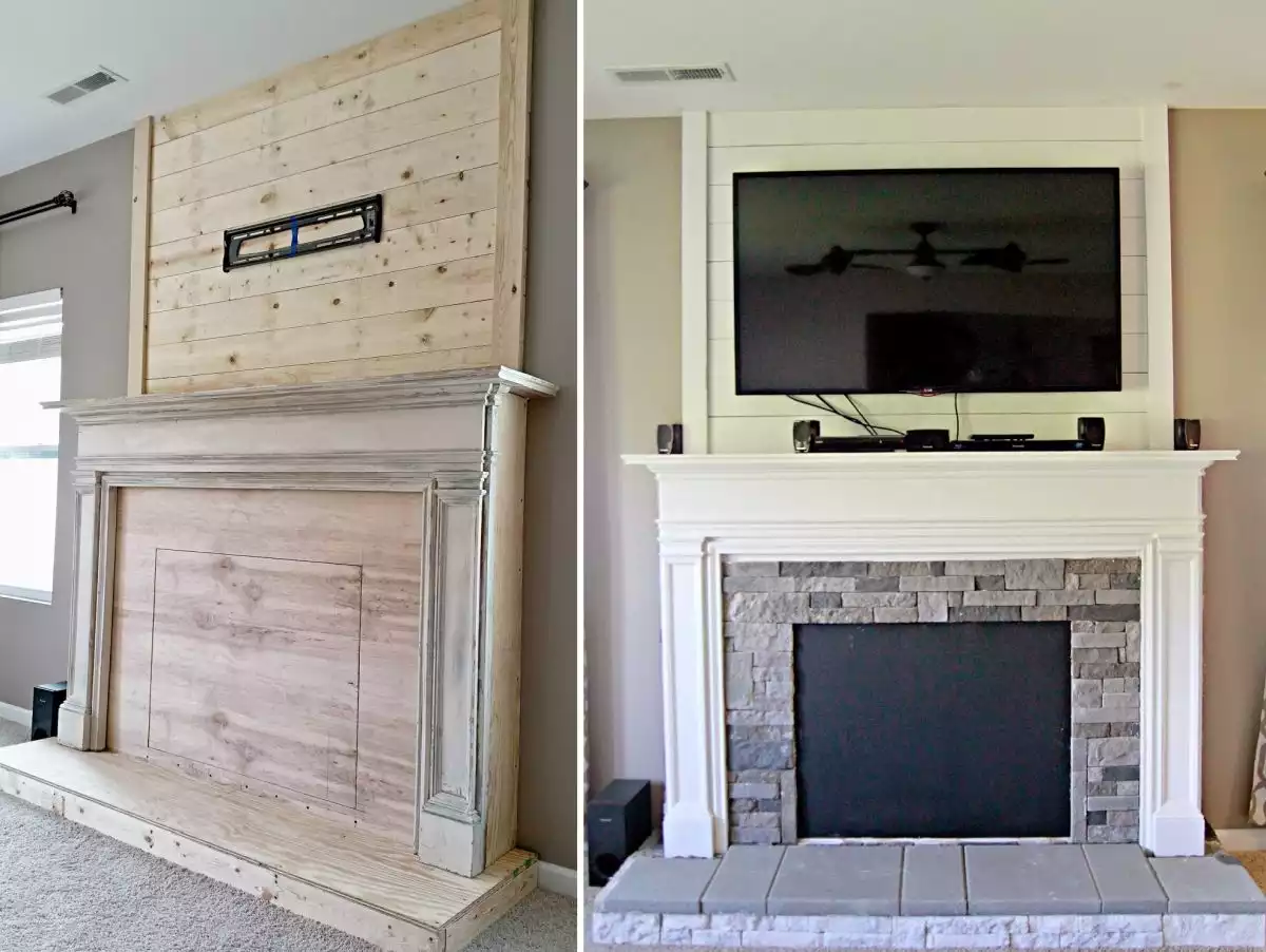 Rustic faux fireplace decor