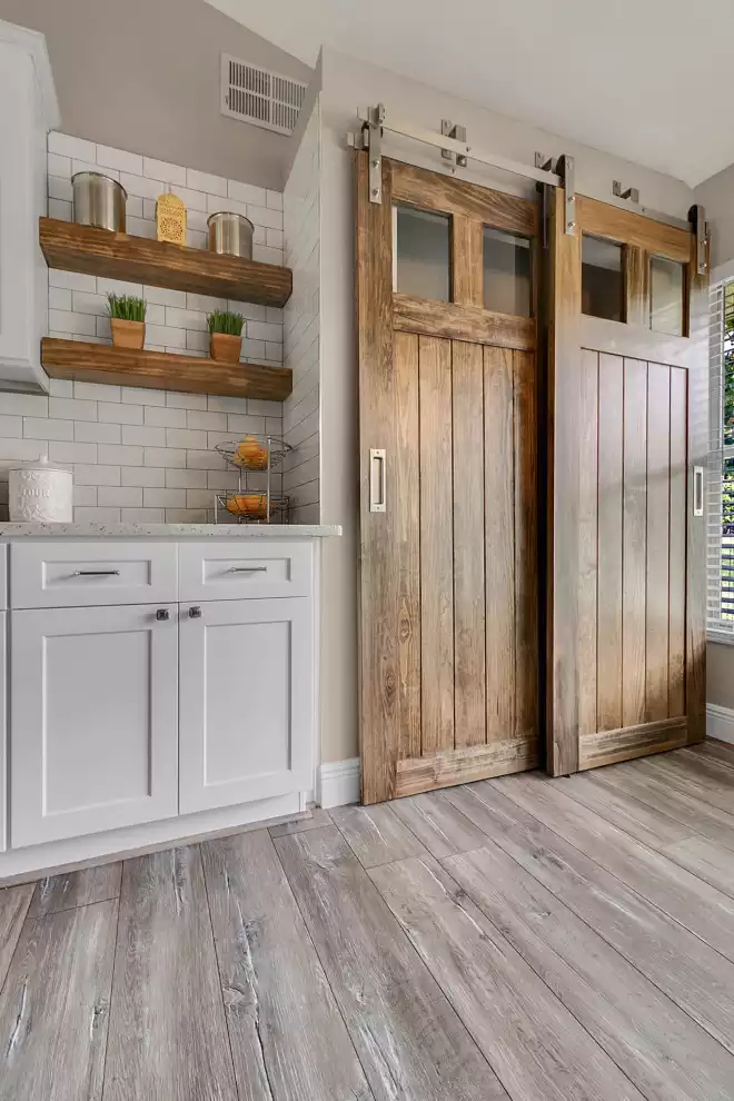 Sliding Barn Pantry Doors with Glass Windows
