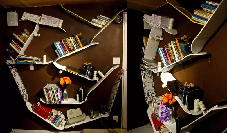 Creative DIY Shelves Made With Upcycled Skateboards