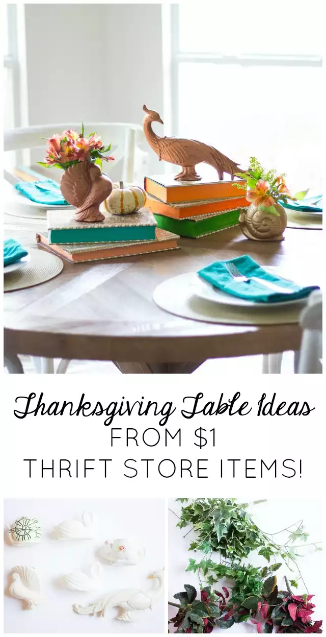 Thanksgiving table thift store items
