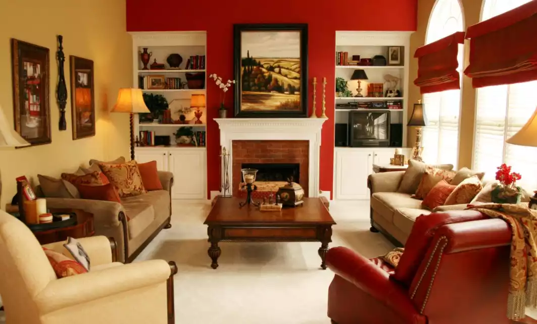 Traditional living room in red
