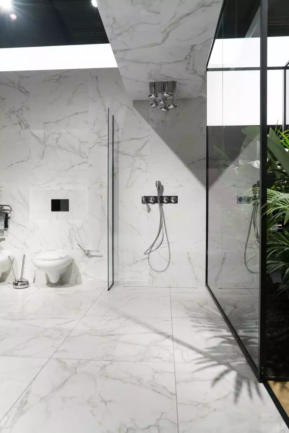 Walk in shower with Carrara Marble