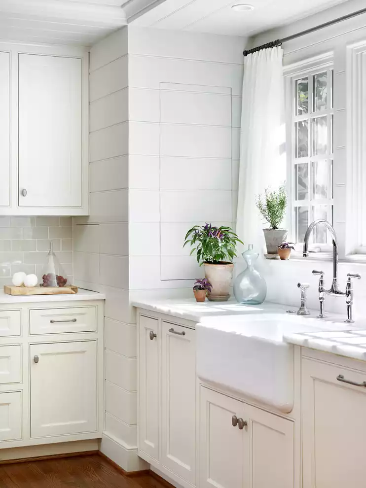 White with Cream Colored Cabinets