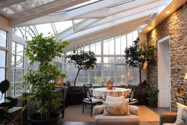Brick wall sunroom