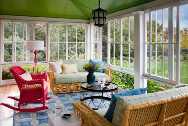 Bright rocking chair sunroom